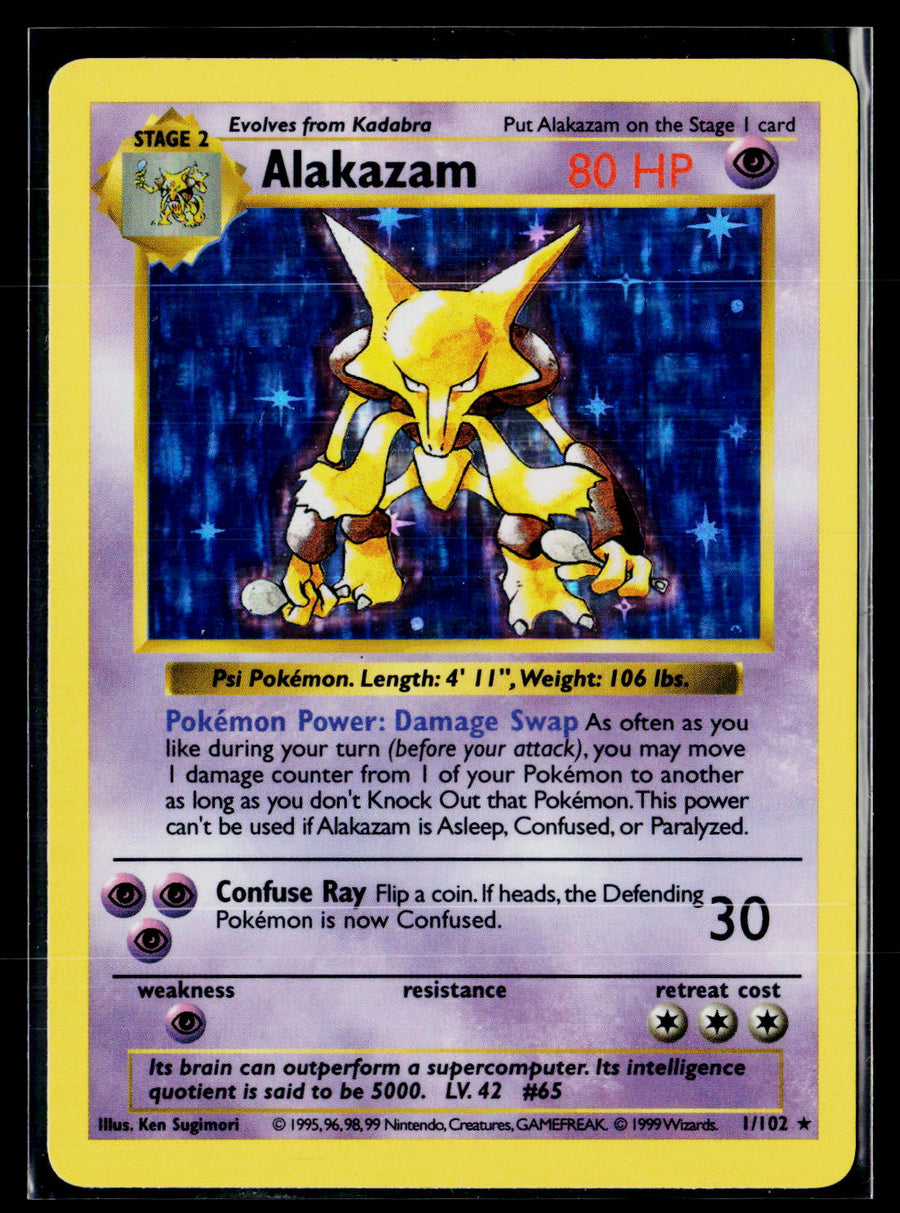 Base Set (Shadowless) 001/102 Alakazam NM