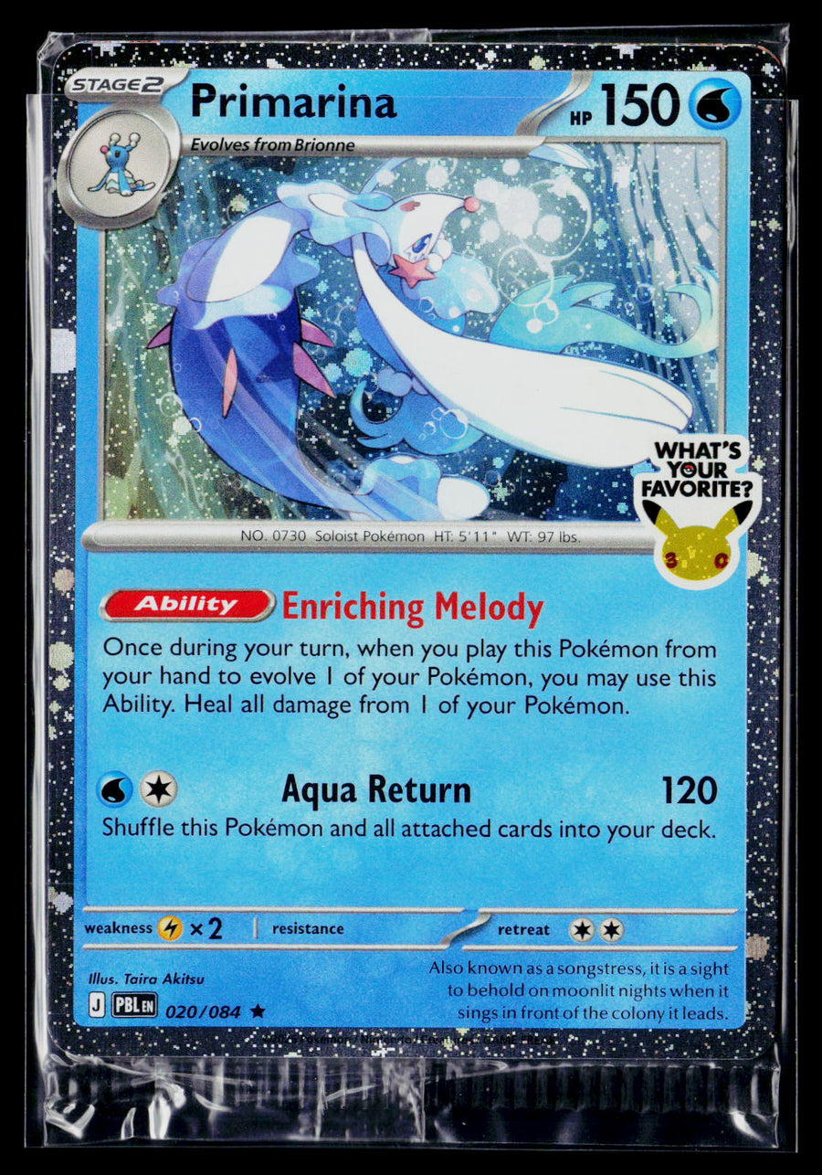Pokemon Pitch Black Promo 020/084 Primarina Sealed