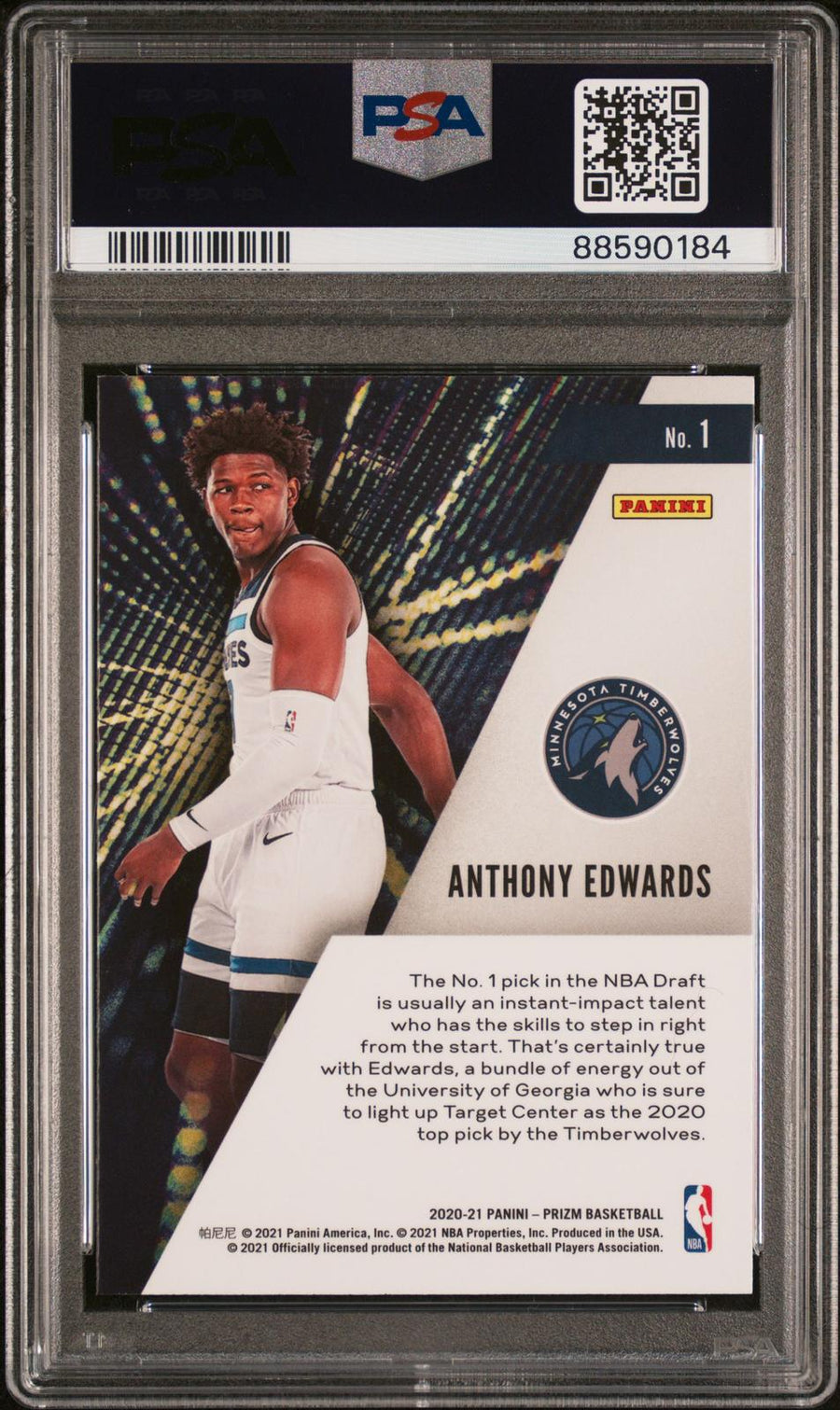 2020 Panini Prizm Instant Impact 1 Anthony Edwards Instant Impact / PSA