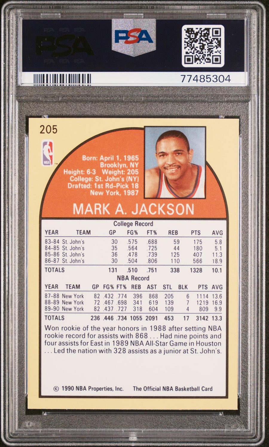 1990 Hoops 205 Mark Jackson / PSA