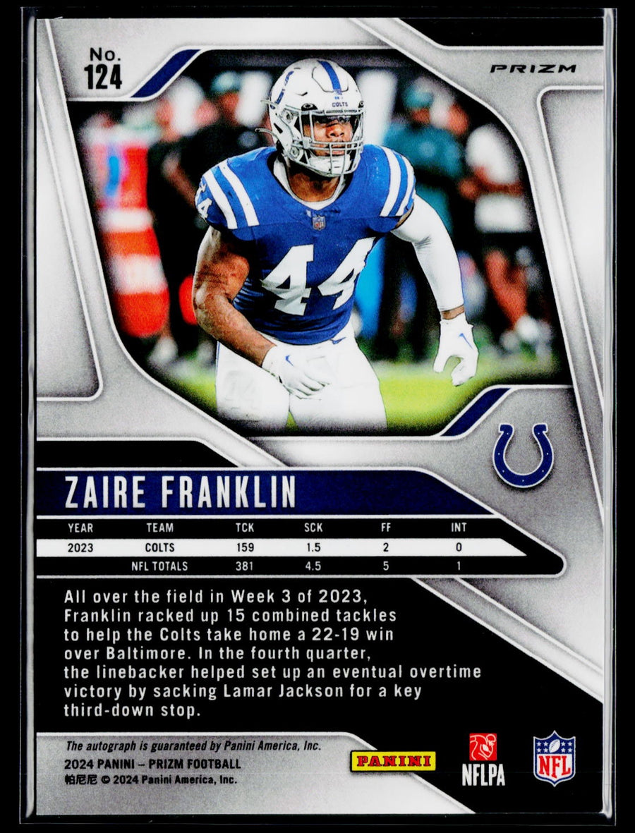 Prizm 2024 Panini Prizm 124 Zaire Franklin Autographs Silver Prizm / AU