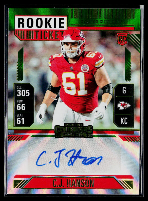 2024 Panini Contenders #234 C.J. Hanson Opening Kickoff Green Laser Auto RC