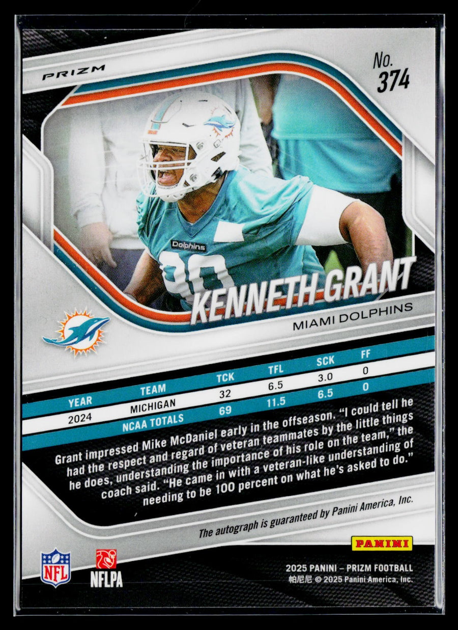 Panini 2025 Panini Prizm 374 Kenneth Grant Prizm Rookie Autographs Pink / AU