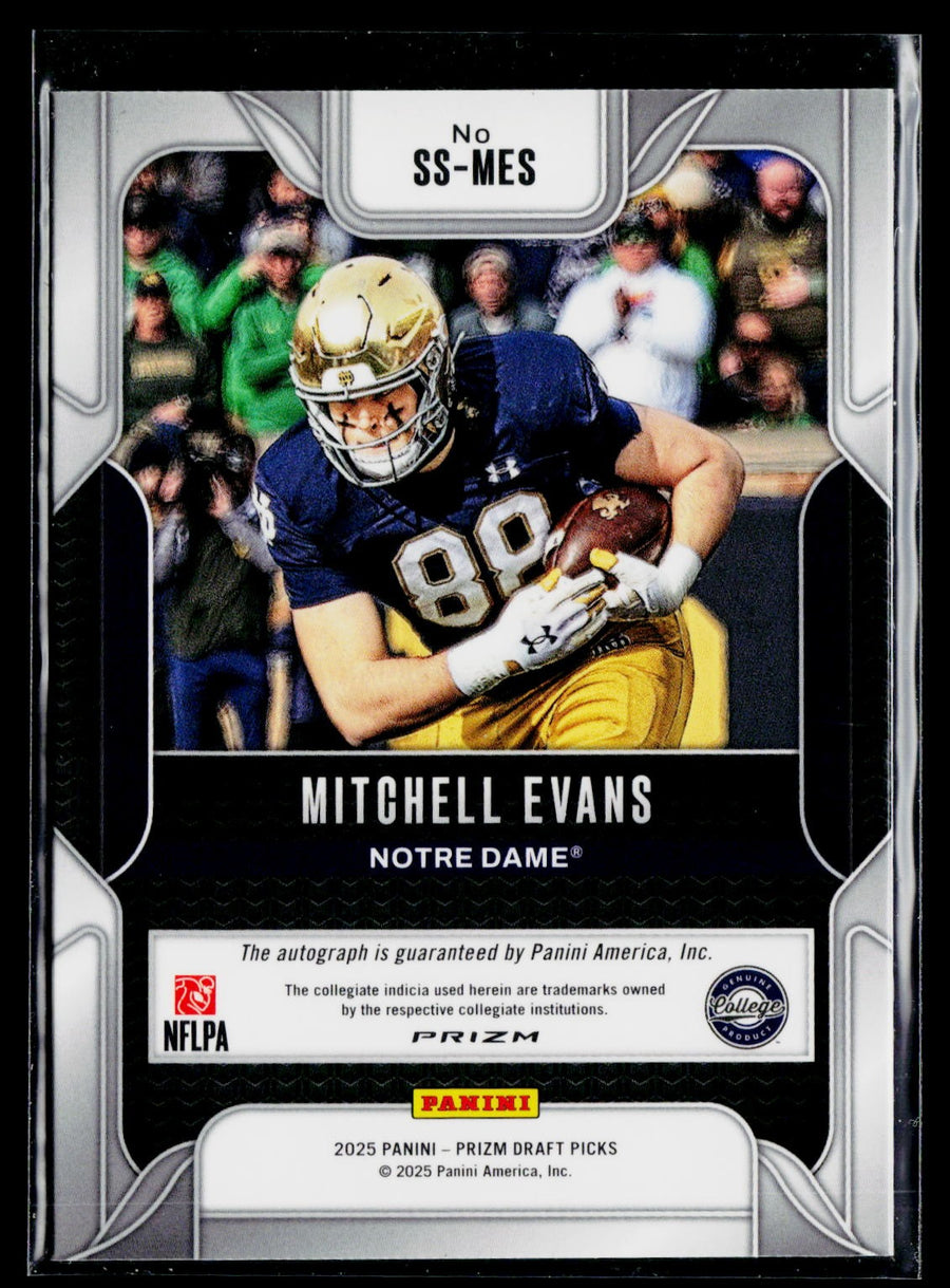 2025 Prizm Draft Picks SS-MES Mitchell Evans Sensational Sigs Silver Auto RC