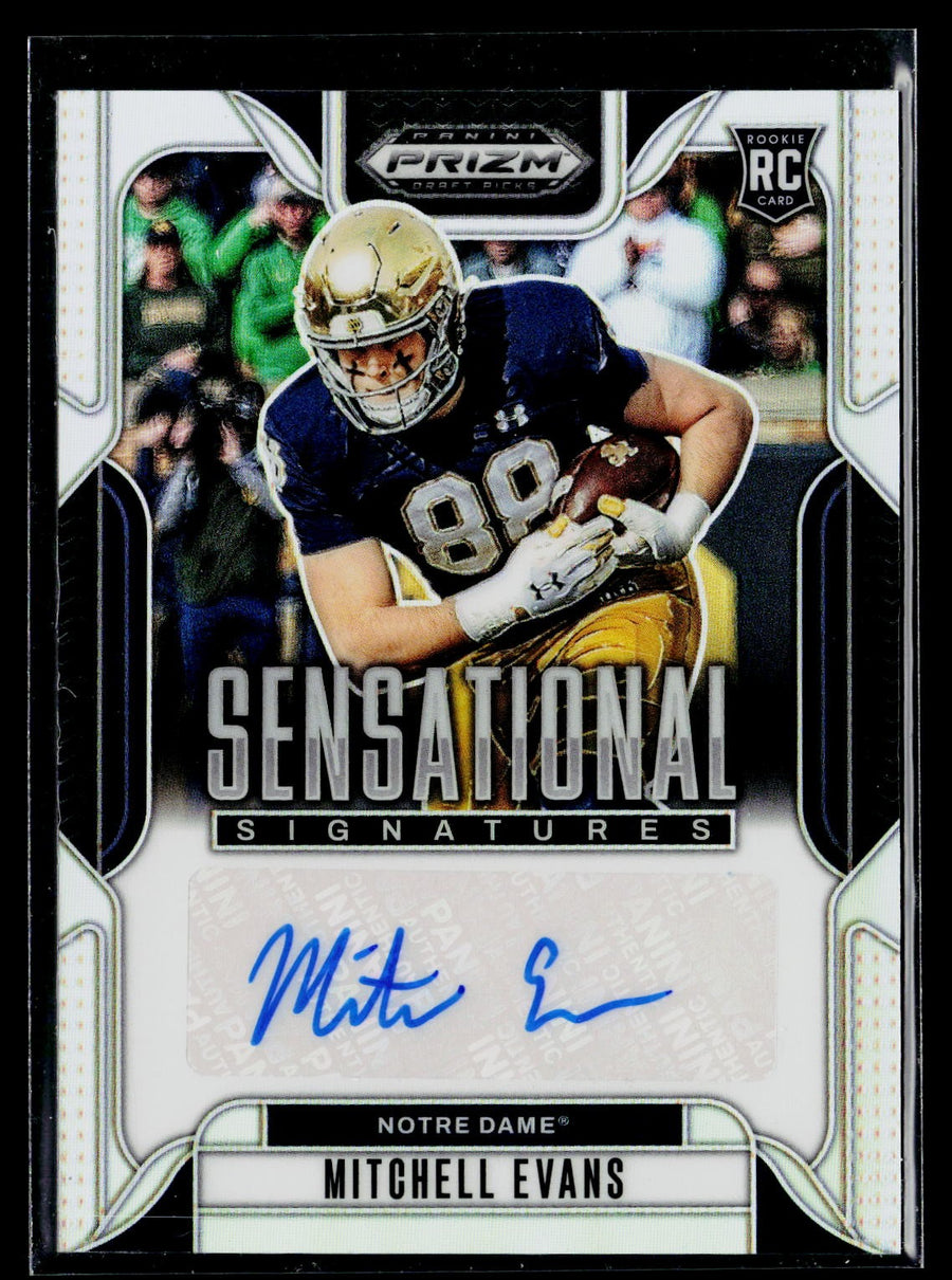 2025 Prizm Draft Picks SS-MES Mitchell Evans Sensational Sigs Silver Auto RC