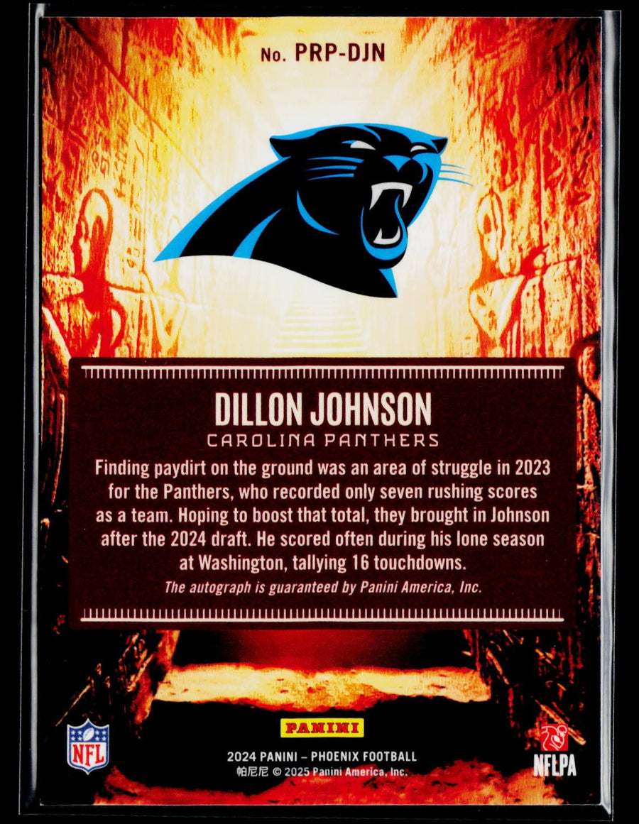 2024 Panini Phoenix PRP-DJN Dillon Johnson Phoenician Rookie Penmanship Auto RC