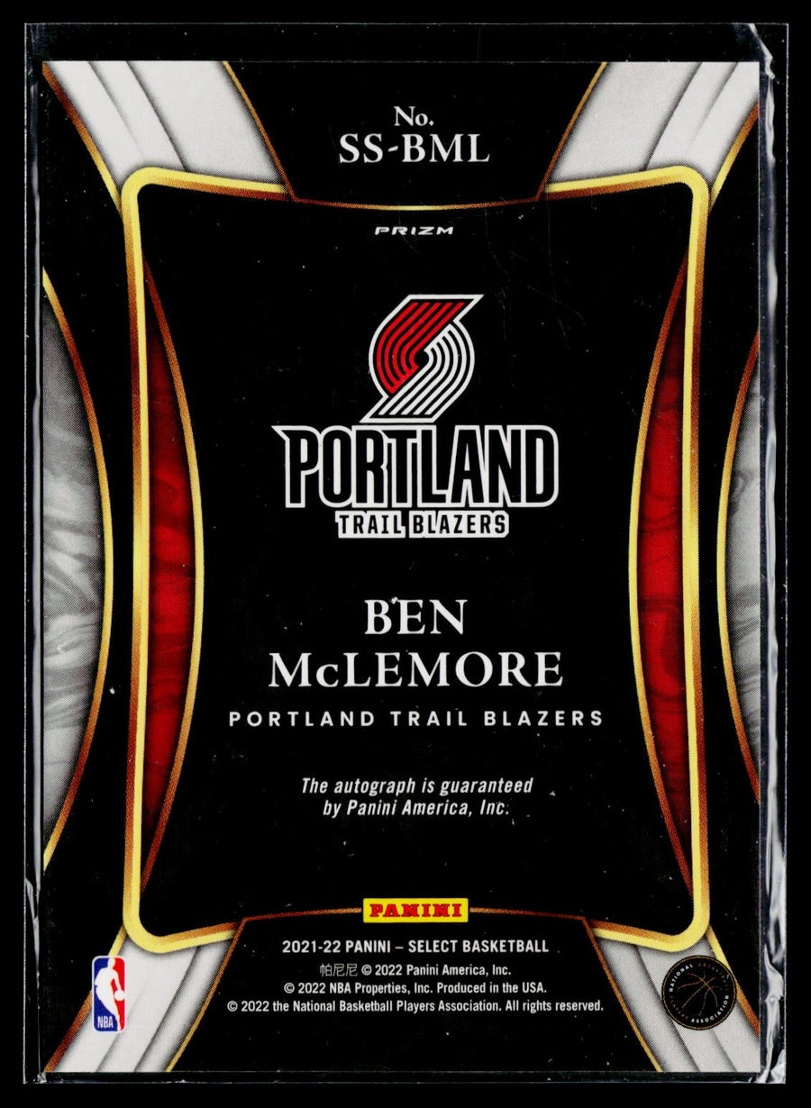 Panini 2021-22 Panini Select SS-BML Ben McLemore Signature Selections / AU