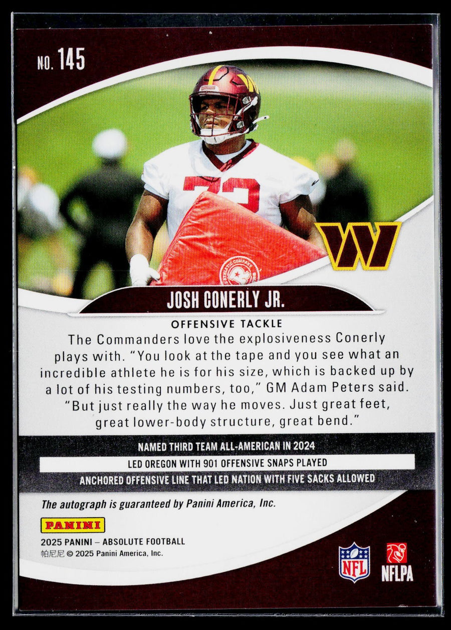 2025 Panini Absolute #145 Josh Conerly Jr. Signature Rookies Gold Stars /50 RC