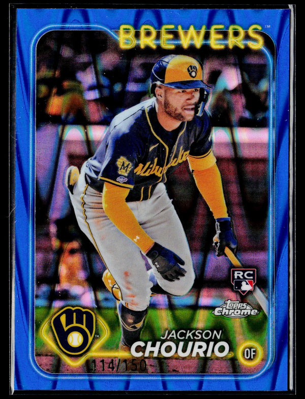 Topps 2024 Topps Chrome 161 Jackson Chourio Blue Raywave Refractor /#/150